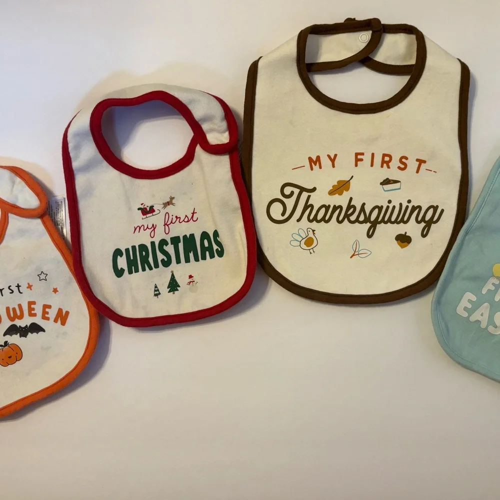 Carters Holiday Baby Bibs Thanksgiving Christmas Easter Halloween drool bib OS